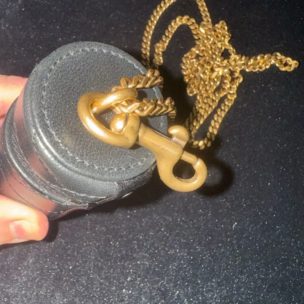 NWT Saint Laurent Black Quilted Leather Keychain Holder/ necklace  lipstick bag